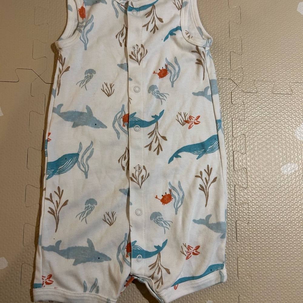Carter's White and Blue Sea Creature Romper